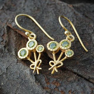gold vermeil peridot bouquet earrings by embers semi precious and gemstone designs
