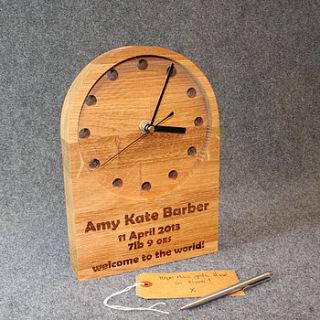 personalised new baby or christening clock by cleancut wood