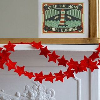 red christmas star garland felt by littlenestbox