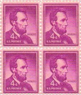 #1036   1954 4c Abraham Lincoln U.S. Postage Stamp Plate Block (4) 