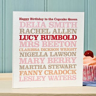 personalised female celebrity birthday card by rosie robins