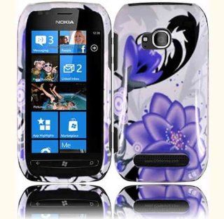 Hard Violet Flowers Case Cover Faceplate Protector for Nokia Lumia 710 with Free Gift Reliable Accessory Pen Cell Phones & Accessories