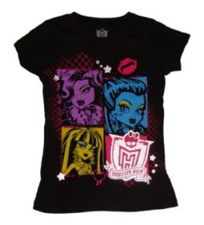 Monster High Character Profile Girls T shirt (XL 14/16, Black) Fashion T Shirts Clothing