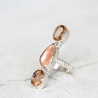 blister pearl and morganite cocktail ring by artique boutique