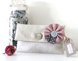 handmade linen corsage pouch purse by the little picture company