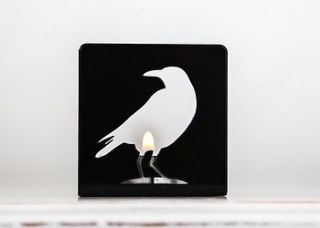 smalll black crow t light holder by lime lace