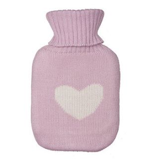 knitted hot water bottle with heart cover by the contemporary home