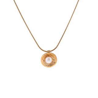 moon drop pendant with pearl on snake chain by anne morgan contemporary jewellery