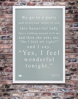 'wonderful tonight' framed print by words on walls