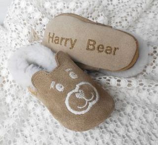 personalised sheepskin teddy booties by born bespoke