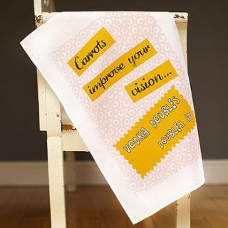 'carrots improve your vision' tea towel by catherine colebrook