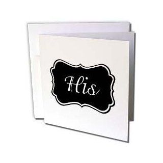 gc_112859_2 InspirationzStore His and Hers gifts   His   part of his and hers set for romantic couples   black and white retro vintage label for him   Greeting Cards 12 Greeting Cards with envelopes  Blank Greeting Cards 