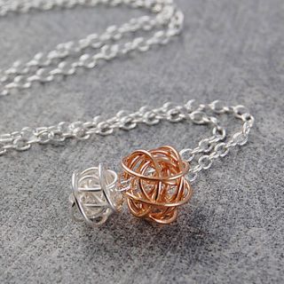 silver and rose gold double nest necklace by otis jaxon silver and gold jewellery