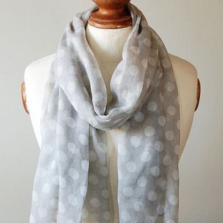 grey big polka dot scarf by highland angel