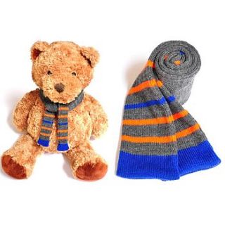 matching child and teddy knitted scarves by skinny scarf