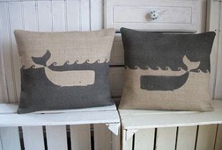 ' charcoal rustic whale ' cushion by rustic country crafts