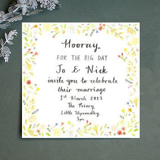personalised spring wedding invitation by victoria whincup illustration