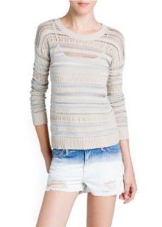 'Mango Women's Metallic Details Sweater, Stone, Xs Pullover Sweaters
