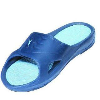 Mens Rubber Velcro Slide Sandal Slip on Shower Sandal In Blue All Sizes Shoes