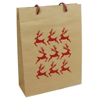 christmas reindeer gift bag with handles by becky broome