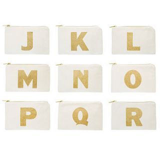 little initial glitter pouch by alphabet bags