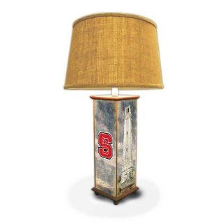 NC State Logo and Belltower Handcrafted Wood Collegiate Table Lamp   27" Tall   Made in the USA   Floor Lamps  