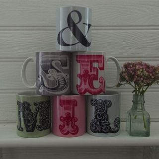 monogram set of six mugs by that lovely shop