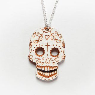 sugar skull necklace by kate rowland illustration