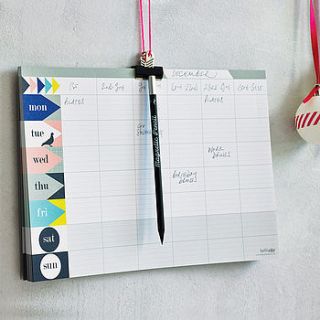 weekly planner pad with magnetic pencil by lollipop designs