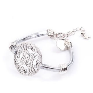 ornate silver leather bracelet by francesca rossi designs