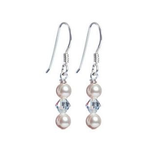 pearl and crystal small drop earrings by vivien j