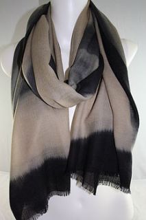cream and charcoal merino wool scarf by bella bazaar