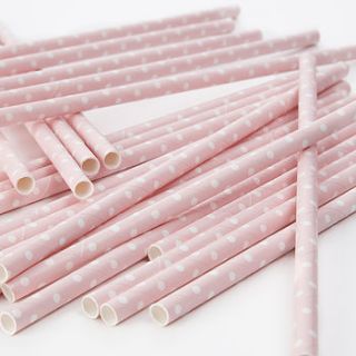polka dot paper straws baby pink by ginger ray