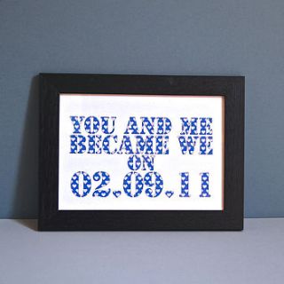 personalised you and me became we unframed print by ruby wren designs