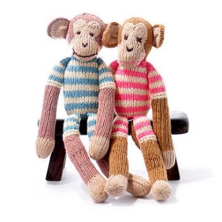 hand knitted monkey soft toy by chunkichilli