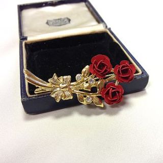 vintage gold rose brooch by iamia