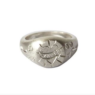 personalised signet ring in silver by rock cakes