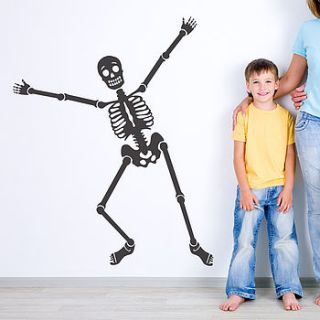 'happy bones' skeleton wall sticker by oakdene designs