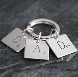 personalised silver letter tile keyring by dizzy
