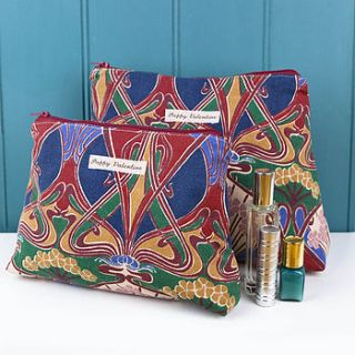 wash bag and cosmetic bag set liberty red by poppy valentine