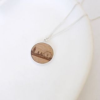 wooden london skyline disc necklace by maria allen boutique