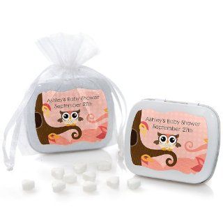 Owl Girl   Look Whooo's Having A Baby   Personalized Baby Shower Mint Tin Favors Toys & Games