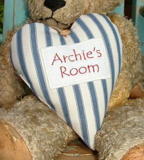personalised linen name heart by tuppenny house designs