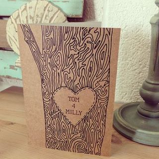 personalised tree trunk card by claire close