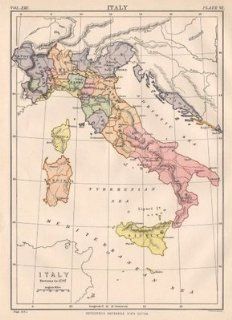 ITALY BEFORE 1797 Naples Papal States Venice Milan Piedmont Tuscany, 1898 map   Wall Maps