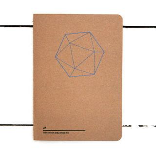 hand stitched geometric hexahedron notebook by snÖrk