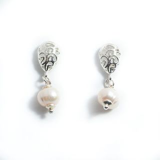 silver pearl drop earrings by francesca rossi designs