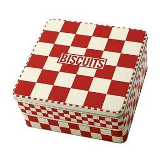 red check biscuit tin by lytton and lily vintage home & garden