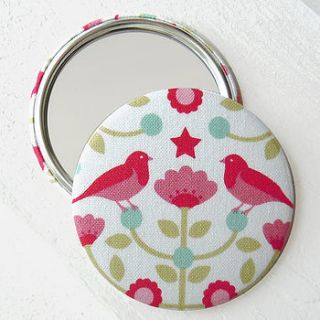 bird fabric pocket mirror by kaela mills