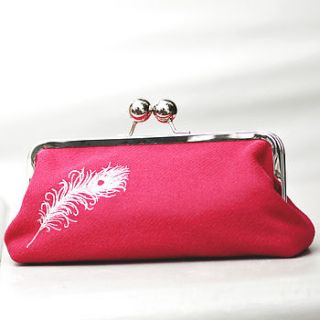peacock feather embroidered clutch bag by little birdie